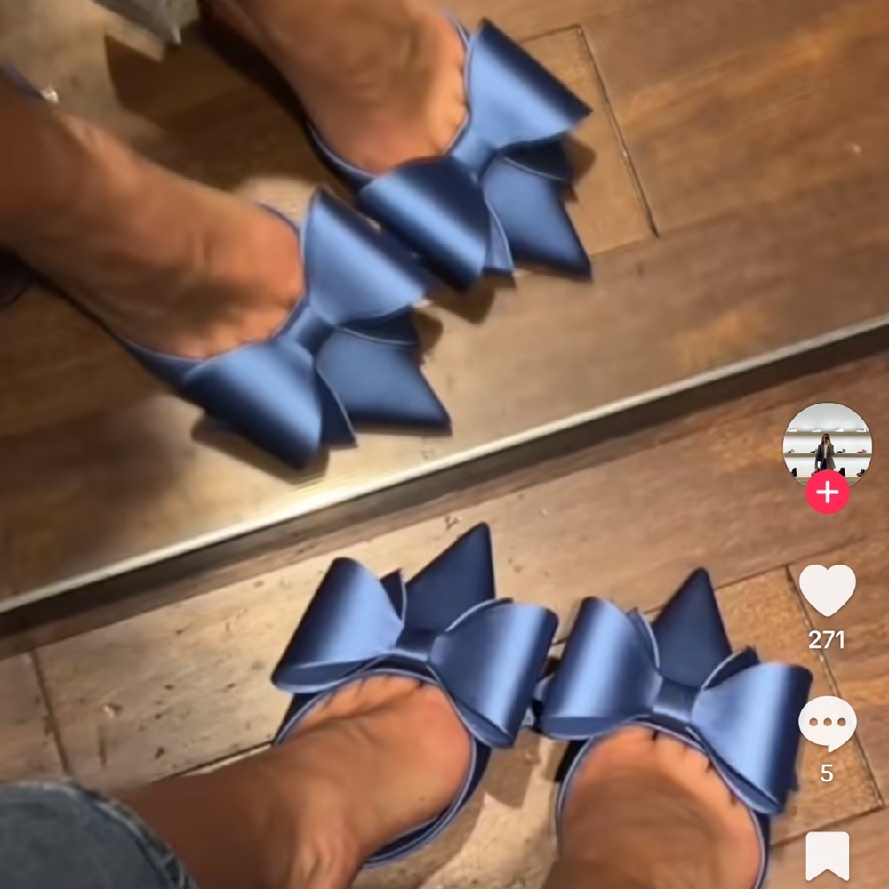 ZARA Satin Blue Bow Heels